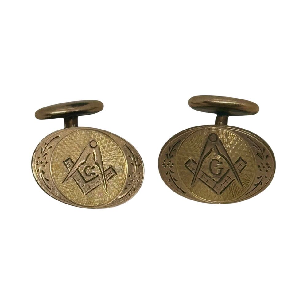 Victorian Gold Filled Masonic Guild Bean Back Cufflinks - Sykes & Strandberg USA
